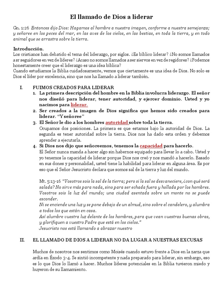 El Llamado de Dios al Liderazgo | PDF | Moisés | Libro del éxodo