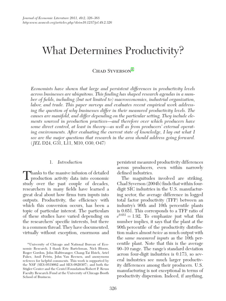 What Determines Productivity PDF | PDF | Oligopoly | Economic Equilibrium