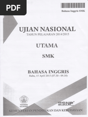 Soal Un Smk Bahasa Inggris 2015 Dengan