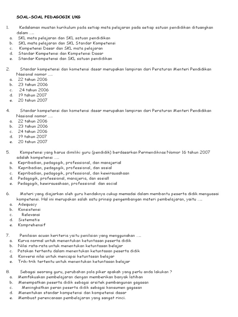 View Contoh Soal Pendagogik Ukg Terbaru Dan 19 Images