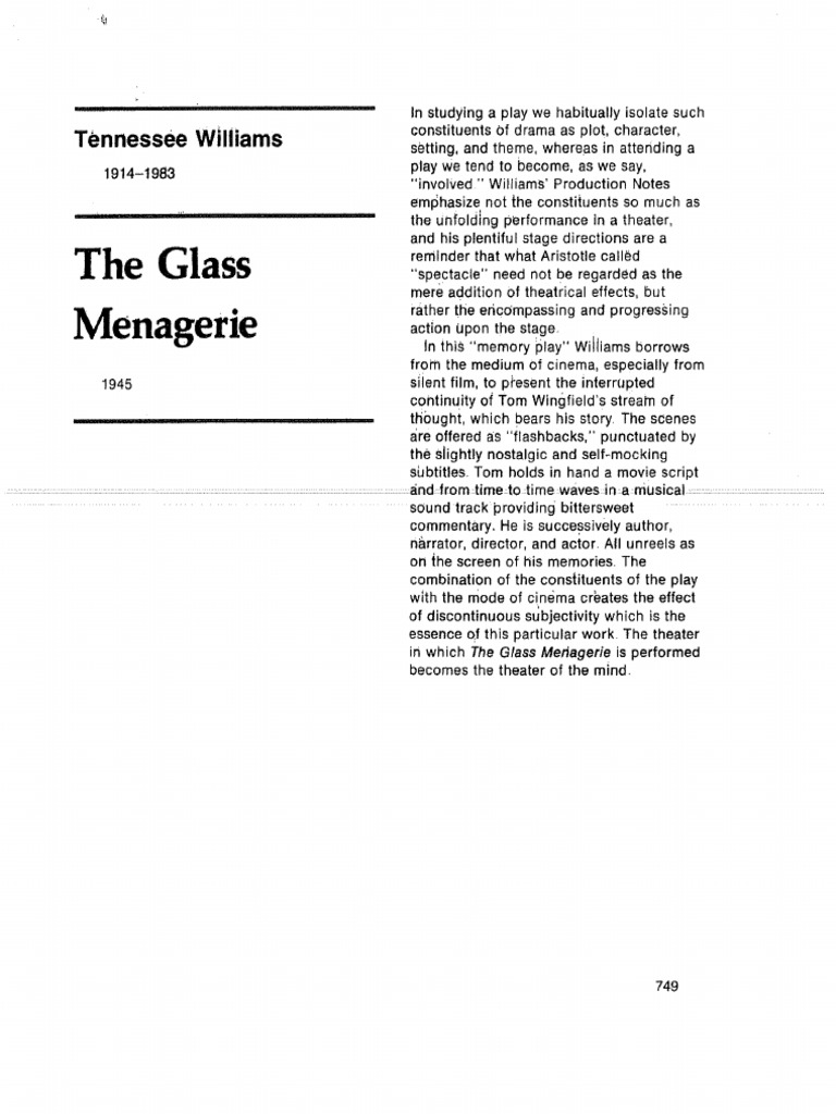 glass menagerie critical essay