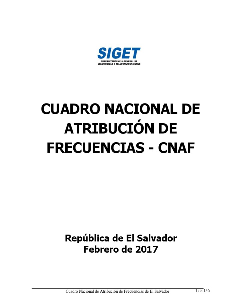 Cuadro Nacional de Atribucion de Frecuencias - CNAF 2017 | Descargar ...