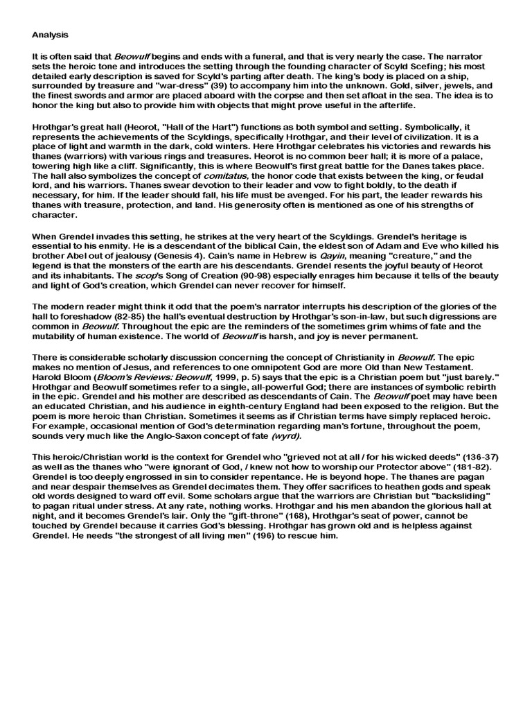 Analysis Beowulf Poem LITERATURA INGLESA Beowulf Cain And Abel