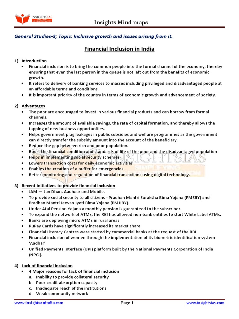 Financial Inclusion in India | PDF | Financial Inclusion | Banks