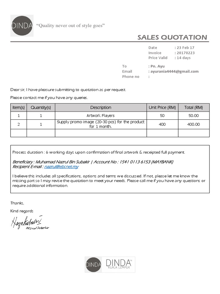 Quotation SD Double Booster | PDF