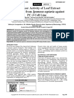 Anti Cancer Activity of Leaf Extract Preparation From Ipomoea Sepiaria Against PC 3 Cell Line