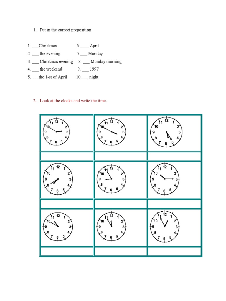 Look at The Clocks and Write The Time PDF Meal Eating Behaviors