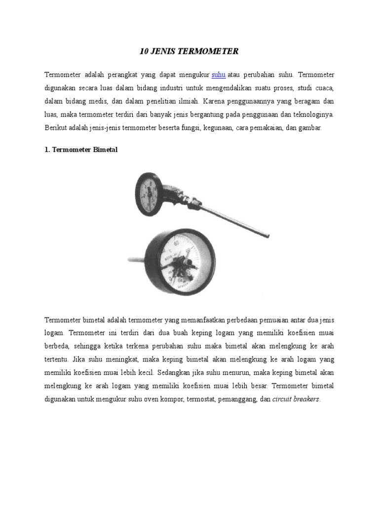 Termometer Bimetal Dibuat Dari Bahan Bimetal Yang Memiliki