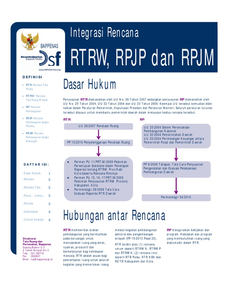Integrasi RTRW, RPJP, dan RPJM | PDF