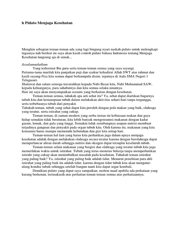 H Pidato Menjaga Kesehatan