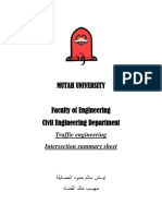 Mutah University: Traffic Engineering Intersection Summary Sheet
