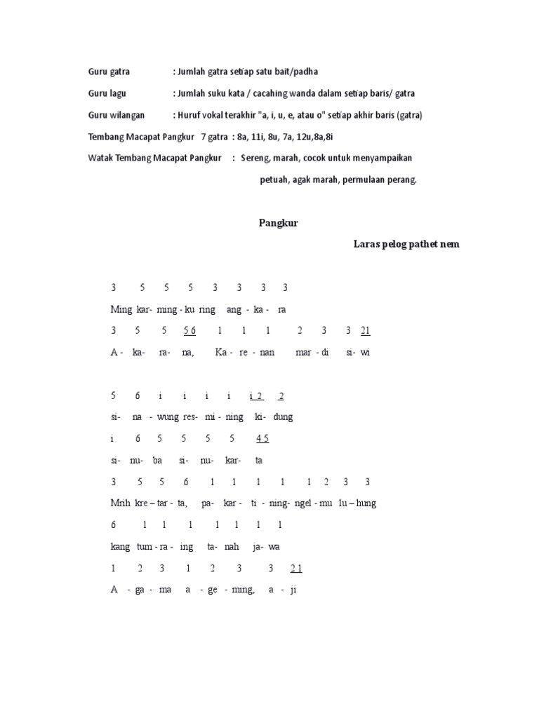 Pangkur Laras Pelog Pathet Nem