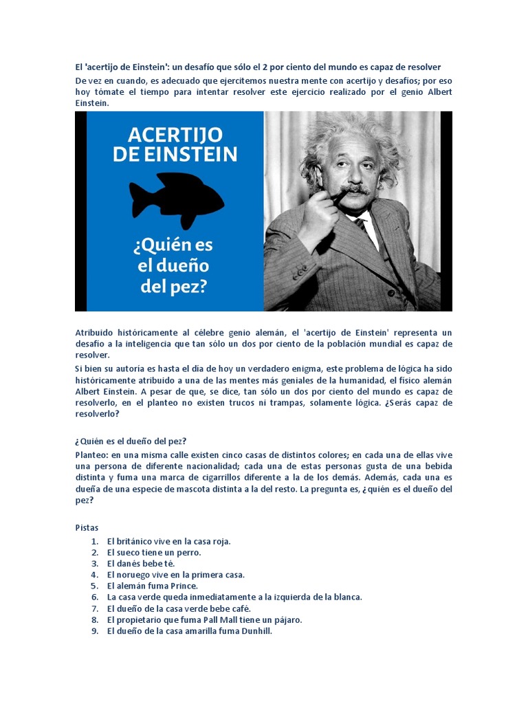 El Acertijo de Einstein PDF Albert Einstein