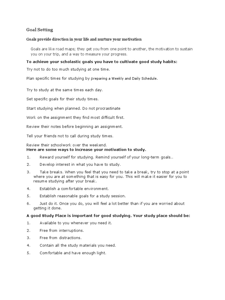 Effective Goal Setting for Students | PDF | Study Skills | Learning