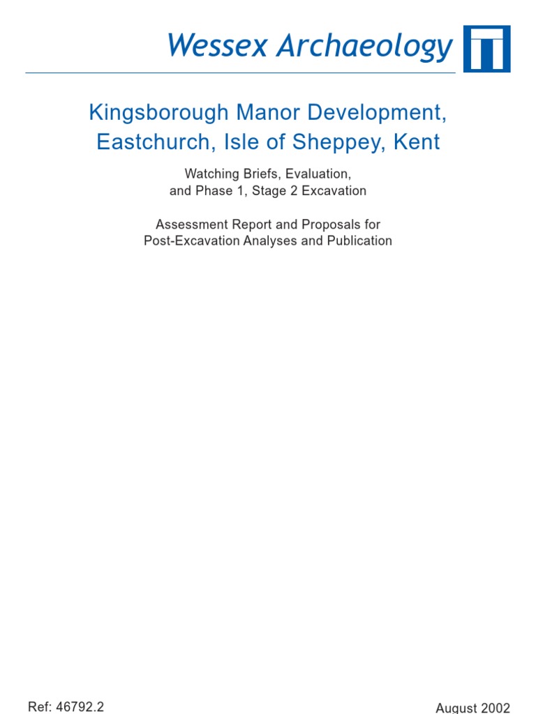 Kingsborough Manor, Sheppey PDF Excavation (Archaeology) Archaeology