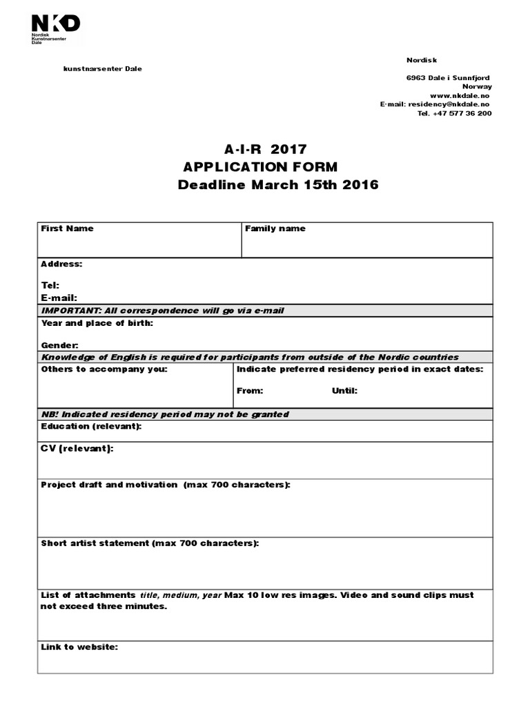 Application Form NKD | PDF
