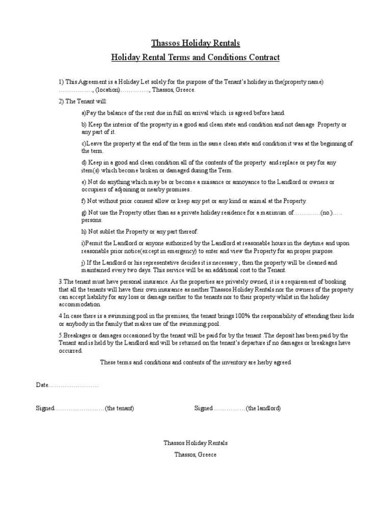 Short Terms and Conditions Letting Agreement | PDF | Landlord 