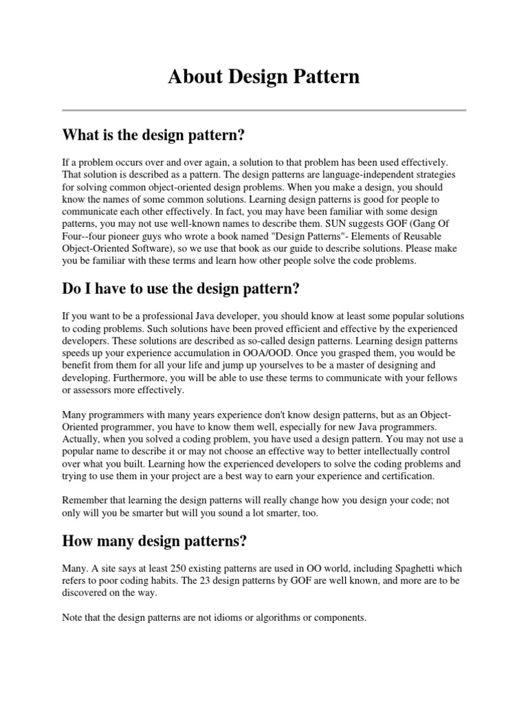 Intro Design Pattern | PDF | Software Design Pattern | Object Oriented ...