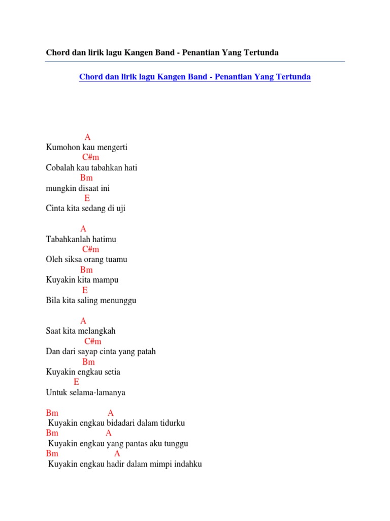 Chord lagu penantian