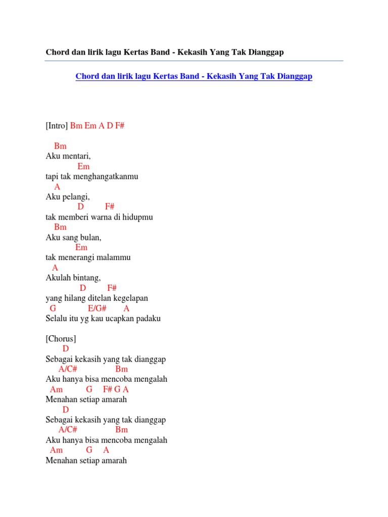 Chord Dan Lirik Lagu Kertas Band Kekasih Yang Tak Dianggap Pdf
