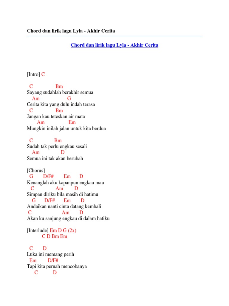 Akhir Cerita Cinta Chords