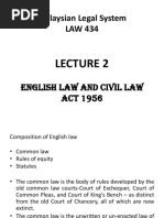 Download Lecture 2 - English Law and Civil Law Act 1956 by Freya Mehmeen SN359960694 doc pdf