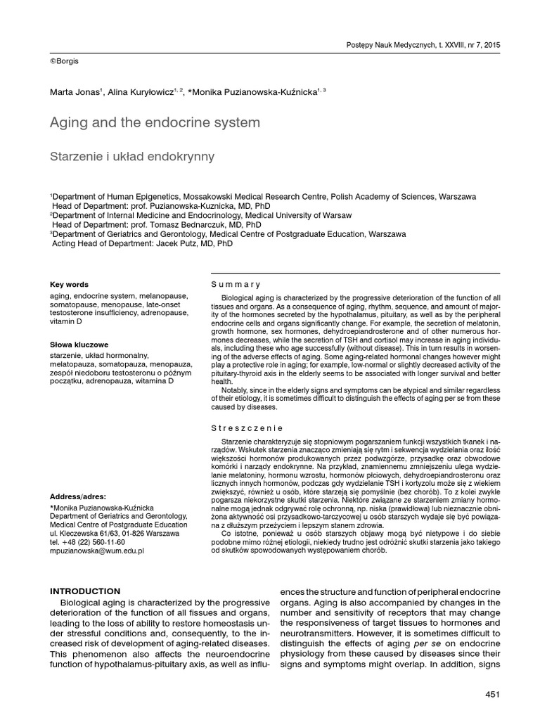 Aging and The Endocrine System: Starzenie I Układ Endokrynny | Download ...