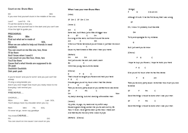 Count On Me Bruno Mars Chords Pdf Song Structure Songs
