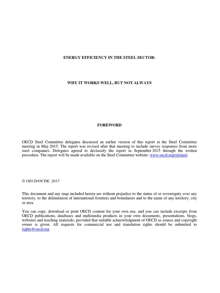 Energy Efficiency Steel Sector 1 | PDF | Efficient Energy Use | Survey ...