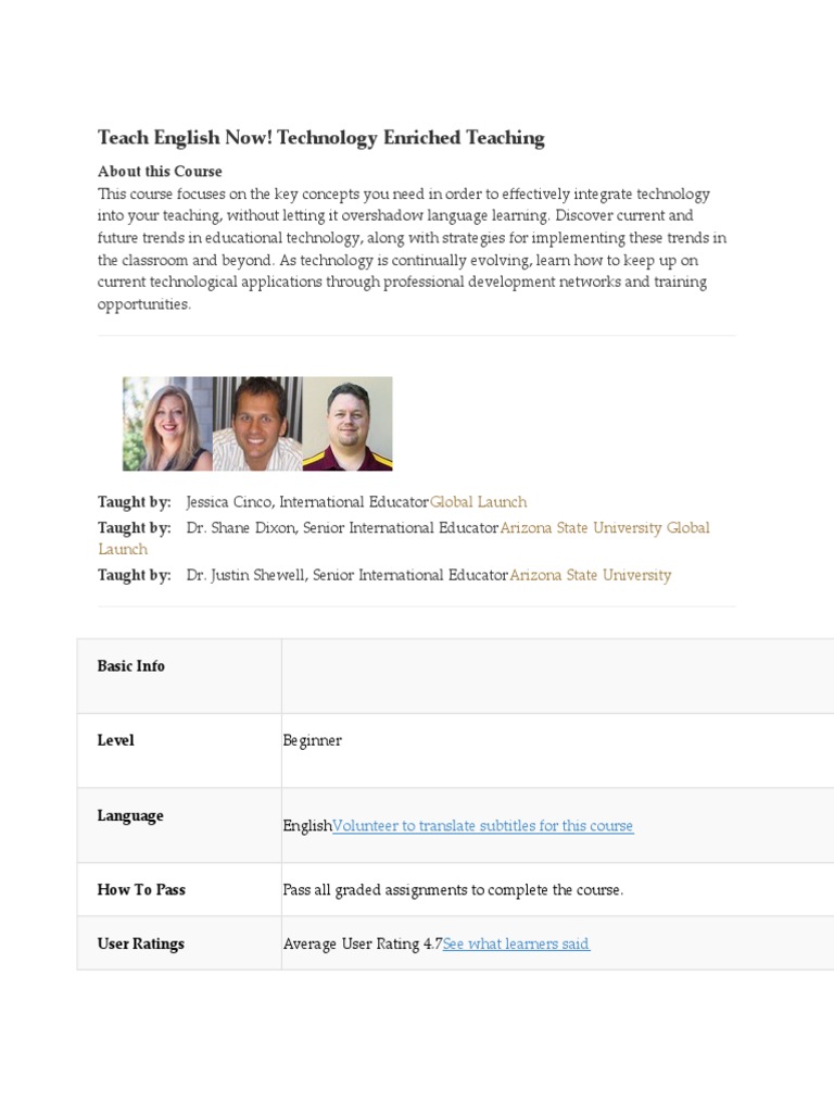 Teach English Now - Technology Enriched Teaching | PDF | Lesson Plan ...