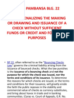 Batas Pambansa Blg. 22 An Act Penalizing The Making or Drawing and Issuance of A Check Without Sufficient Funds or Credit and For Other Purposes