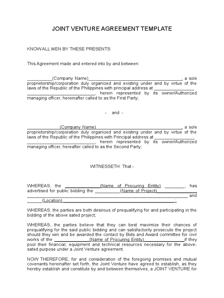 Joint Venture Proposal Template Joint Venture Proposal | PDF | Joint