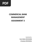 Commercial Bank Management Assignment 3: Karan Kakkar (PGP/20/030) G Nurjahan (PGP/20/021)