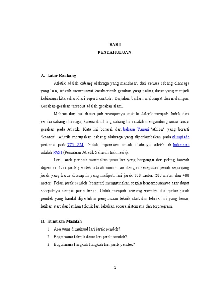 Makalah Lari Jarak Pendek