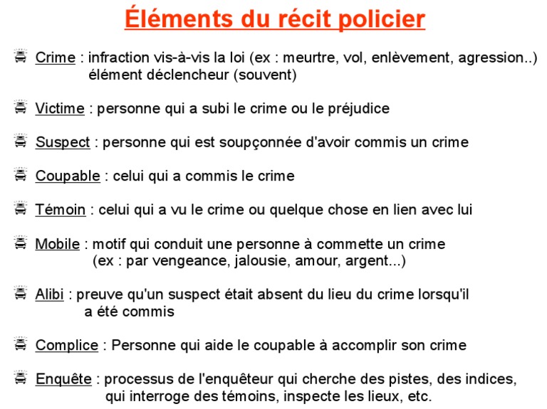 Elements Du Recit Policier Notes Pdf