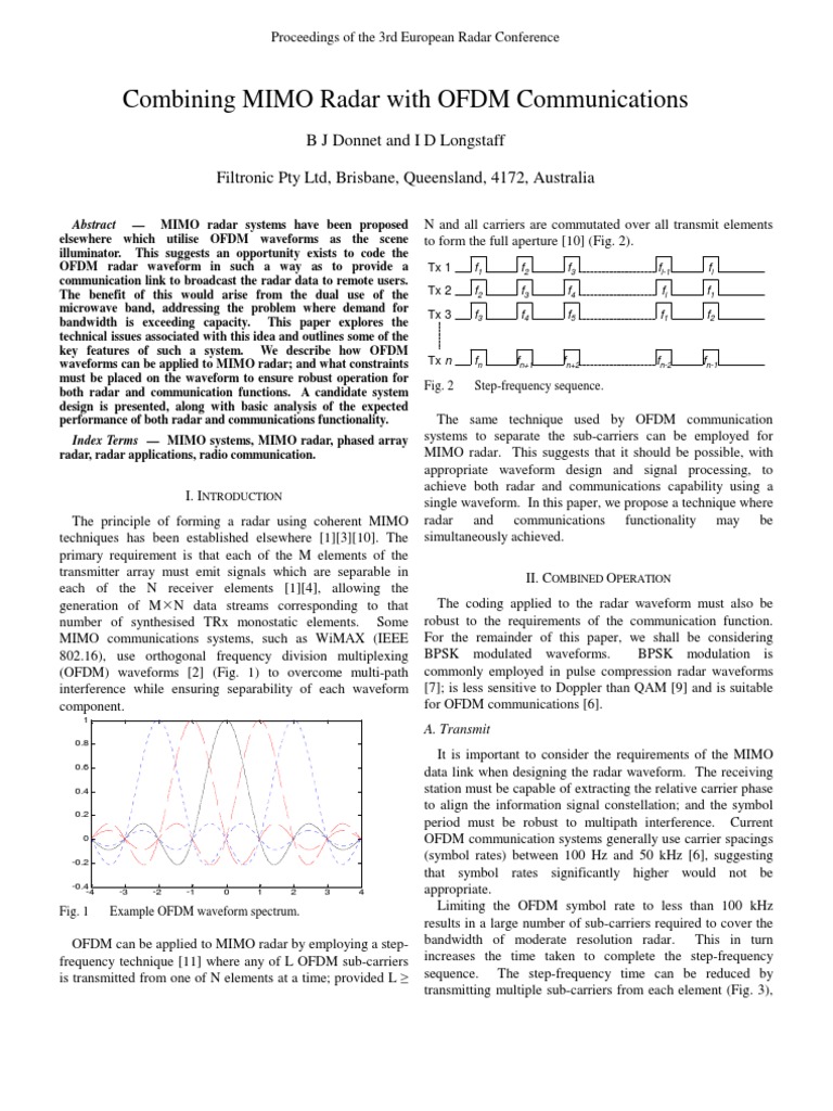 Combining MIMO Radar With OFDM Communications | PDF | Orthogonal ...