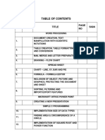 Table of Contents for Word, Excel, PowerPoint and C Programming