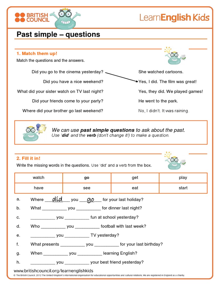 Grammar Games Past Simple Questions Worksheet PDF | PDF | Leisure