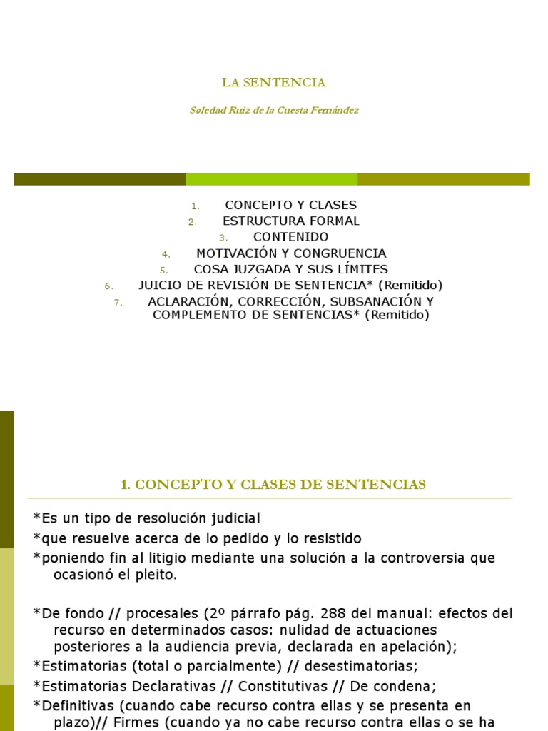 Clases y Efectos de la Sentencia Judicial | PDF | Sentencia (Ley) | Res ...