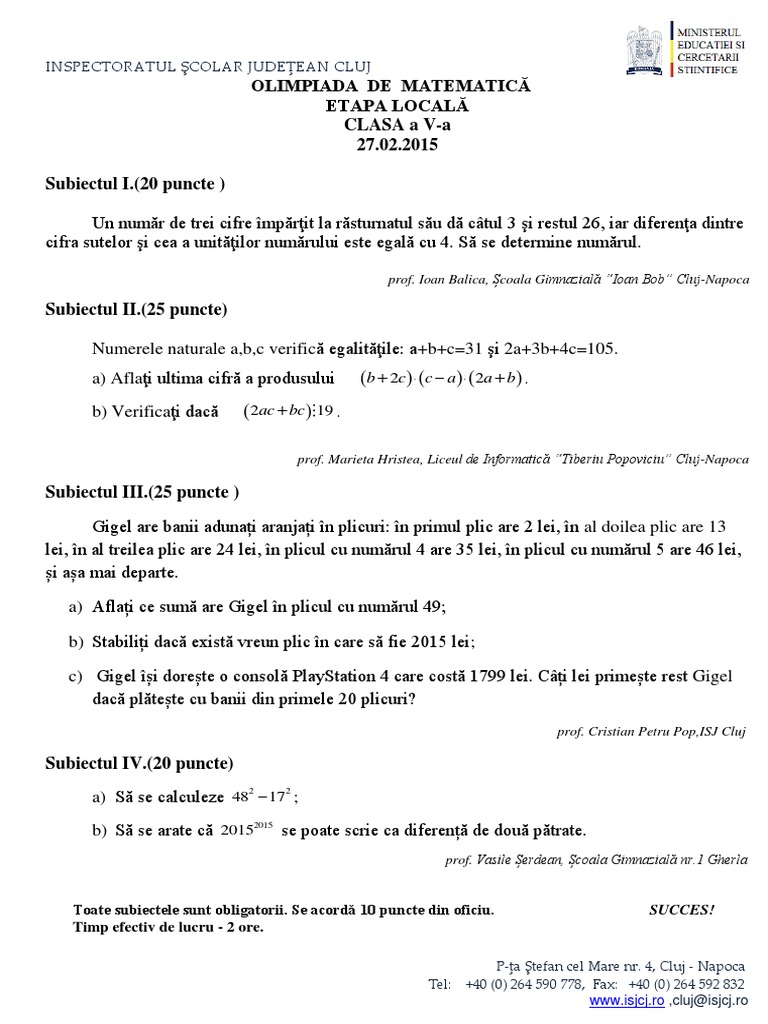 Ubb Cluj Informatica Subiecte
