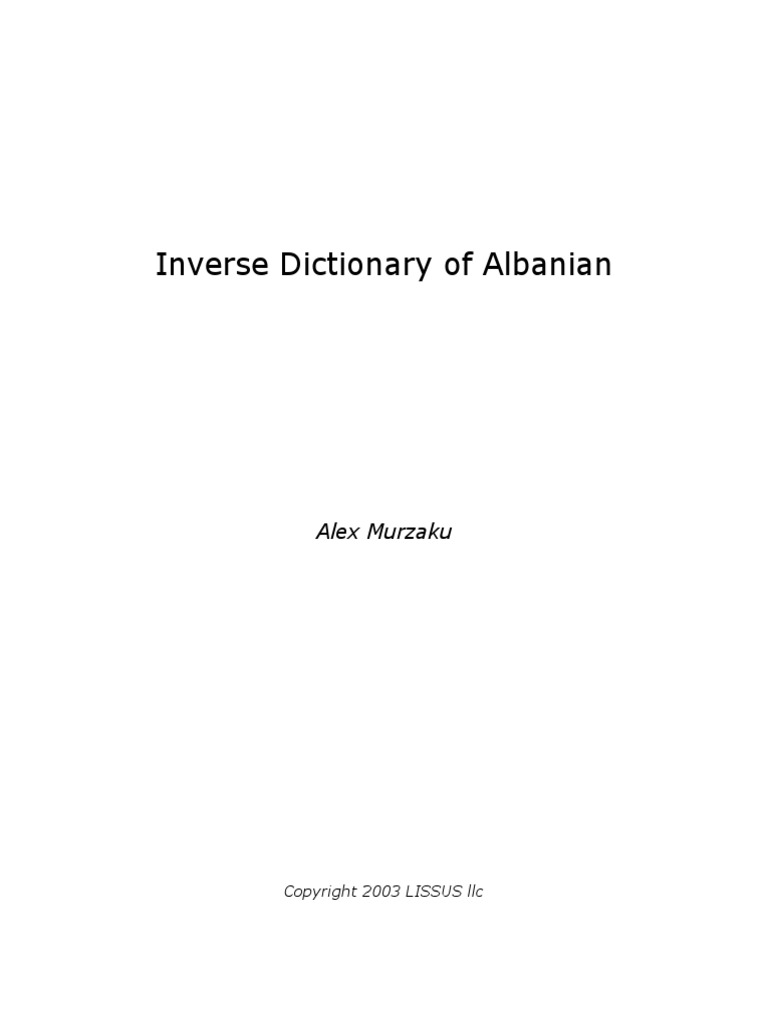 Inverse Dictionary of Albanian PDF
