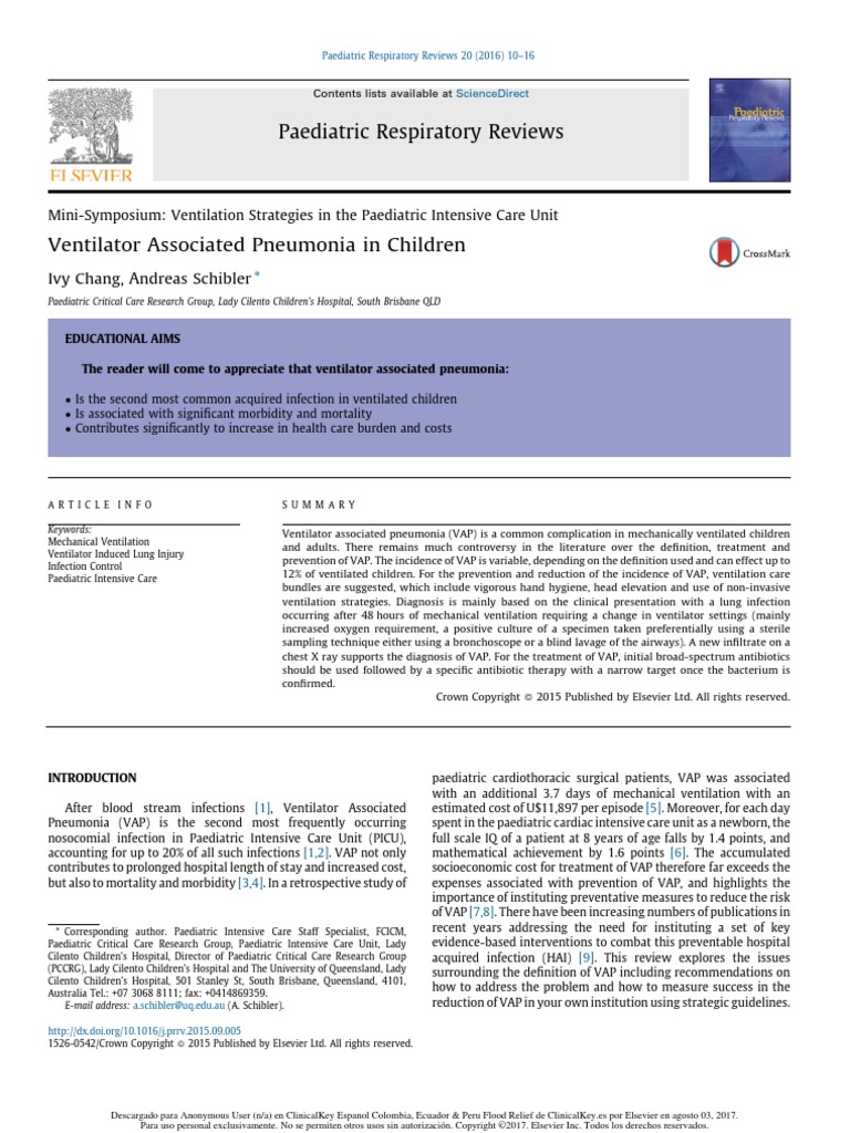 Ventilator Associated Pneumonia in Children | PDF | Pneumonia | Oral ...