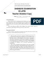 Comprehensive Examination in Latin Teacher Dictation Copy: General Directions