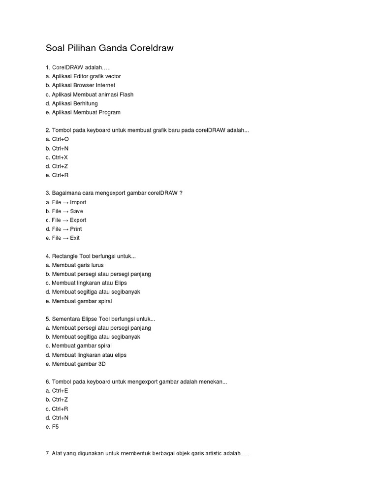 Soal Pilihan Ganda Coreldraw Pdf