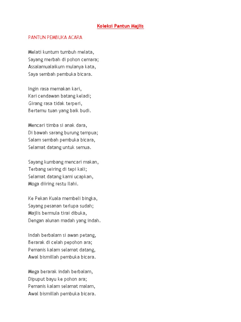 Koleksi Pantun Majlis Pdf
