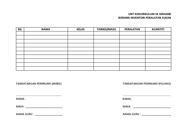 Inventori Peralatan Sukan Sekolah | PDF