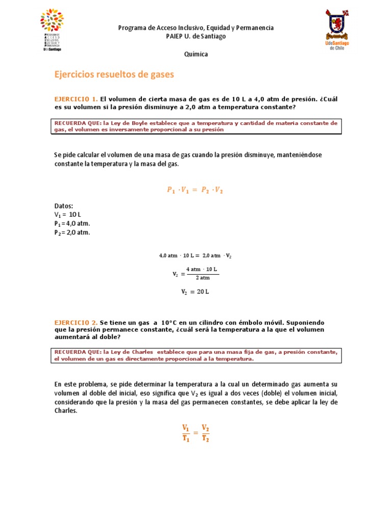 Ejercicios Resueltos de Gases | PDF | Métodos y materiales de enseñanza ...