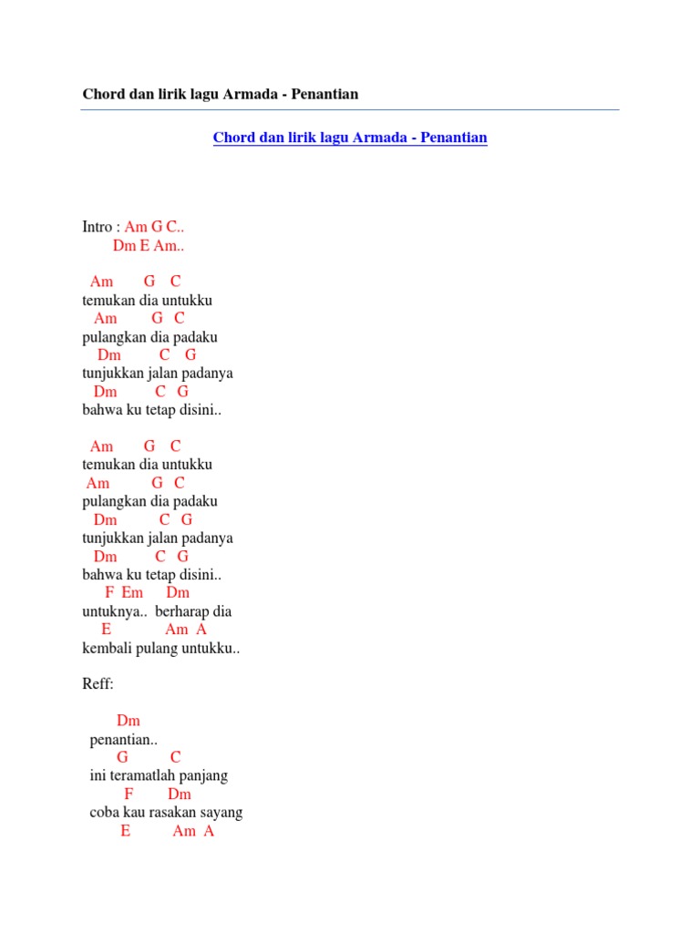 Chord Armada Penantian