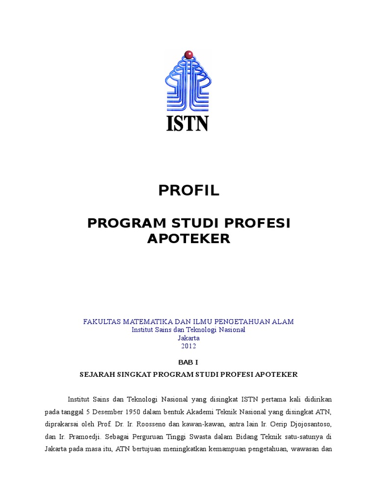 Profil Program Studi Profesi Apoteker Fmipa 1 Doc