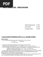 Rate Analysis Brickwork